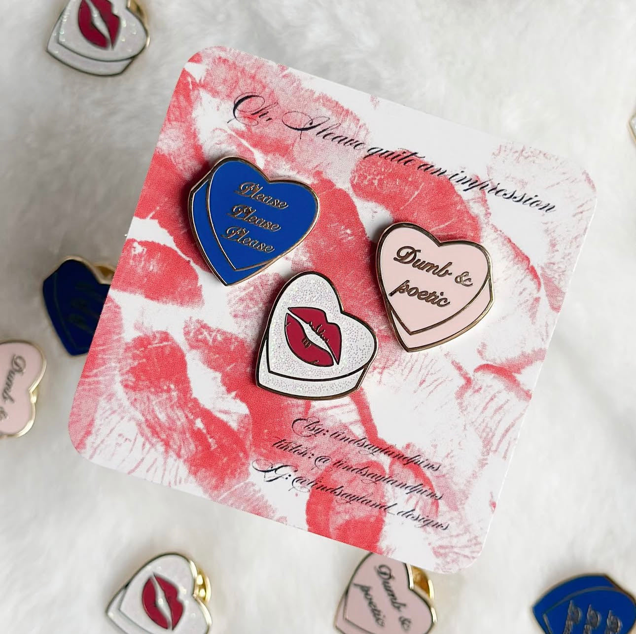 Short and sweet - Candy heart pins